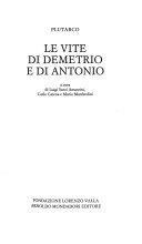 Copertina  Le vite di Demetrio e di Antonio