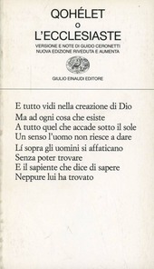 Copertina  Qohélet, o, l'Ecclesiaste