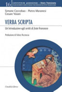 Copertina  Verba scripta : un'introduzione agli scritti di frate Francesco