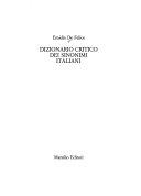 Copertina  Dizionario critico dei sinonimi italiani