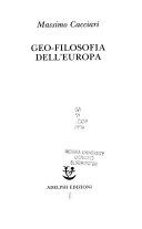 Copertina  Geo-filosofia dell'Europa