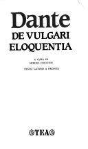 Copertina  De vulgari eloquentia
