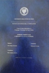 Copertina  Cinema verticale : l'arrampicata sullo schermo : università degli studi di Udine facoltà di Scienze della formazione : corso di laurea specialistica in linguaggi e tecnologie dei nuovi media : anno accademico 2011-2012